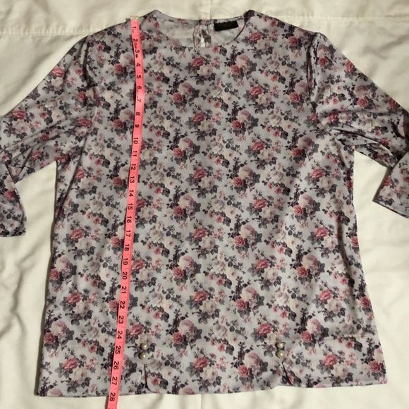 Blouses for Women Haband Grey with Pink Floral Size Large - Picture 8 of 8